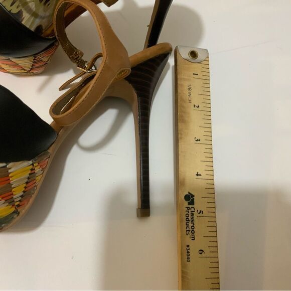 Sam Edelman Mason Women's Black Leather Open Toe Ankle Strap Platform Heels 7 M - Picture 12 of 13